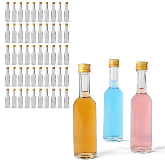 G Francis 1.7oz Mini Alcohol Bottles - 50ml Glass Shot Bottles with Caps 50 Pack, Count: 1, Model: 825515